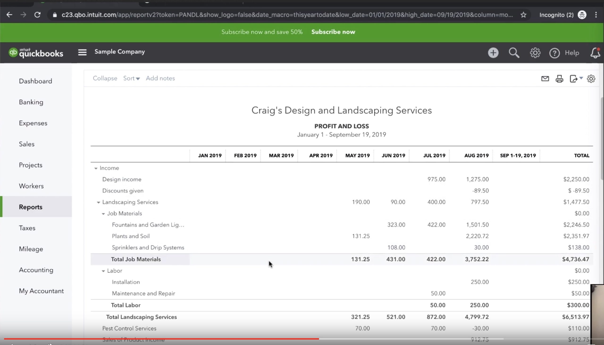 Quickbooks Profit And Loss By Month Financial Statement Alayneabrahams