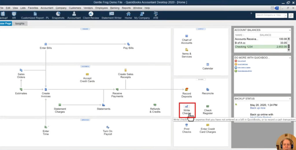 The Write Checks icon in QuickBooks Desktop
