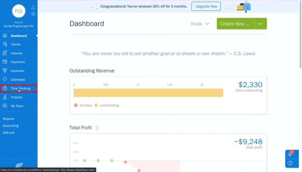 Time Tracking in Freshbooks