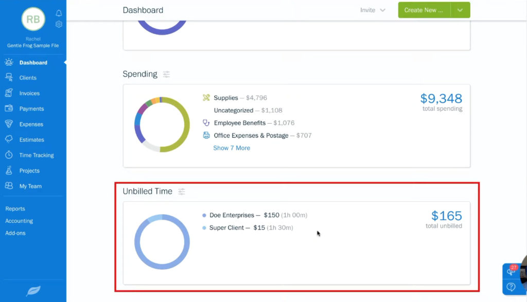 Viewing unbilled time in Freshbooks