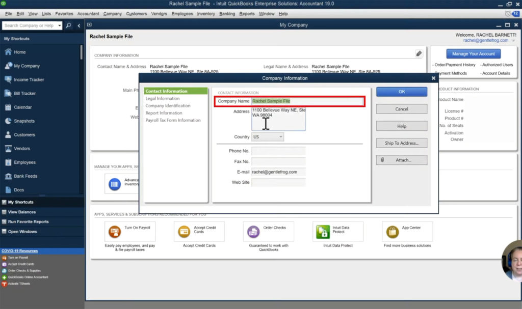 Editing Company Name in QuickBooks Enterprise