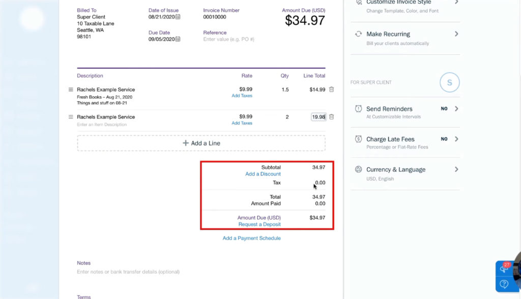How to Create an Invoice in Freshbooks - Gentle Frog Bookkeeping and ...