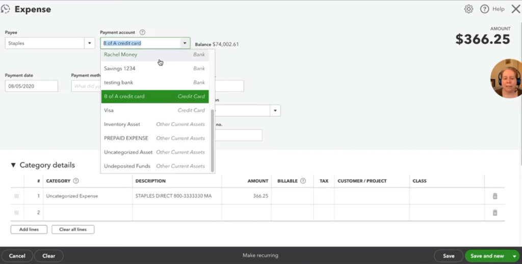 how to record expenses in quickbooks desktop
