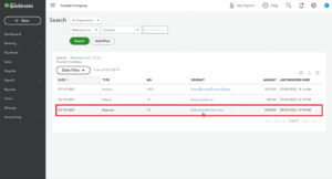 QuickBooks Online all transactions search results