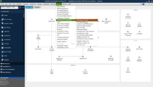 Navigating to the A/R Aging Summary report in the menu in Quickbooks Desktop