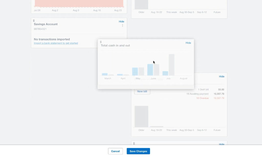 Rearranging tiles on the Xero dashboard