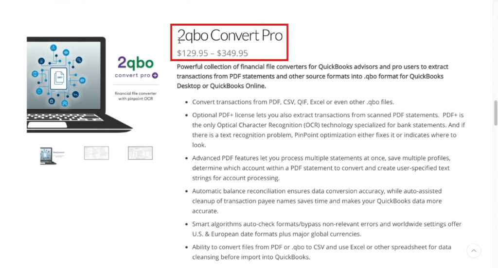 Money Thumb 2qbo Convert Pro software.