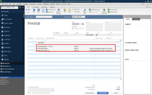 Items drop-down menu when creating an invoice in QuickBooks Desktop