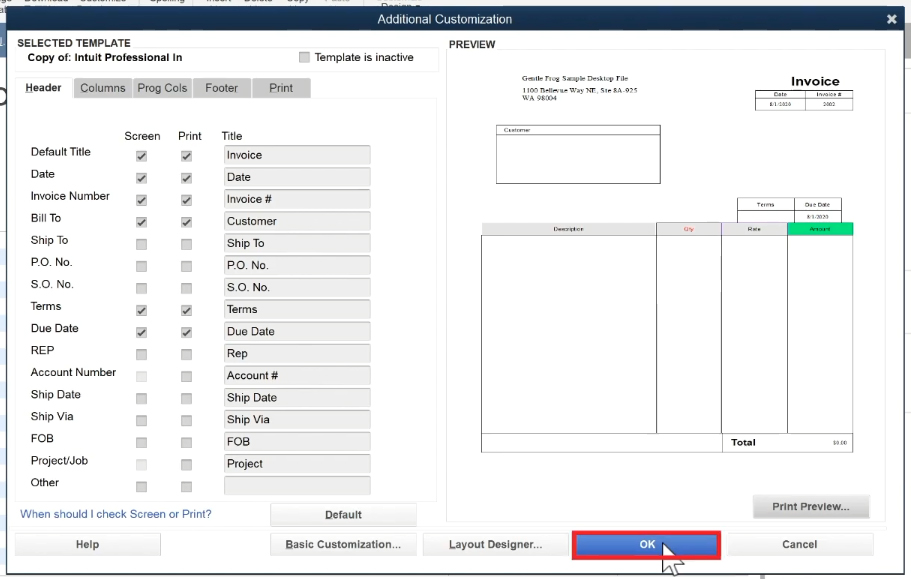 How To Customize The Invoice Template In QuickBooks Premier - Part 2 ...