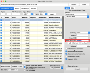 Selecting Bank INTO.BID bank identifier number in Propersoft.