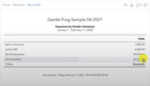 Not Specified vendors in the Expenses by Vendor summary report in QuickBooks Online