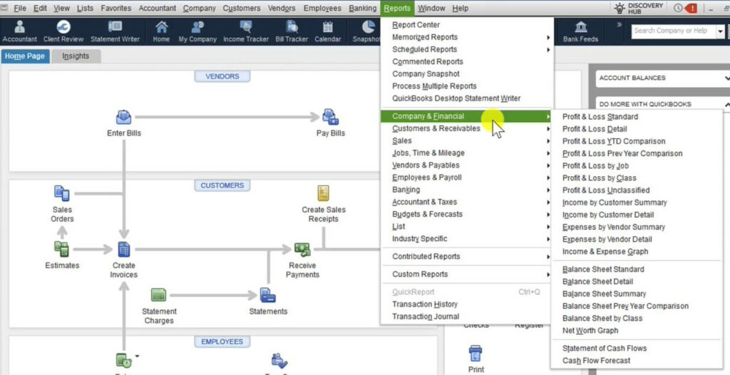 Finding the Profit & Loss report and Balance Sheet in QuickBooks Desktop 2022 Premier
