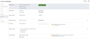 Payments section of the QuickBooks Online Account and settings section