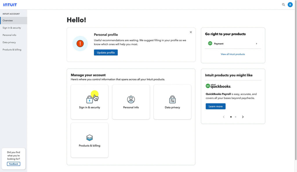 Updating your sign-in email address for your Intuit Account