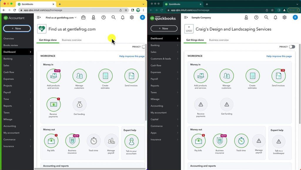 Multiple QBO accounts open at once using multiple Chrome profiles.