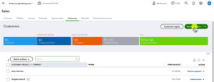 Click the New customer button to add a new customer in QuickBooks Online.