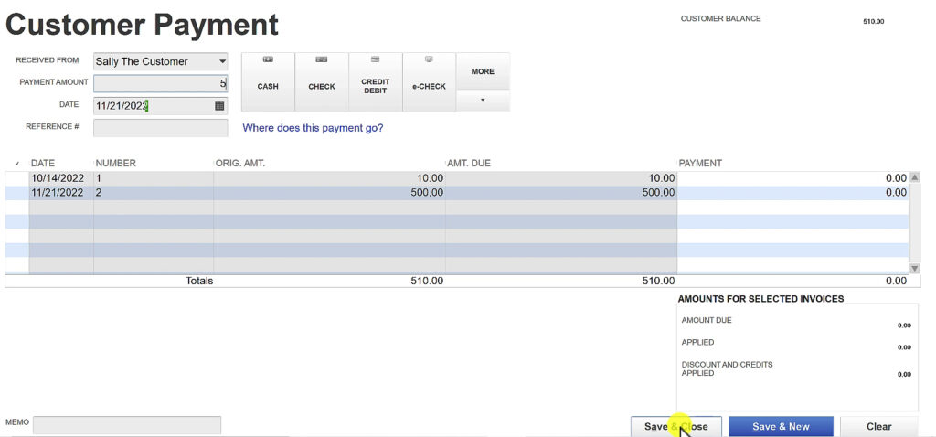 Receive a payment from a customer in QuickBooks Desktop.