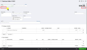 Closed purchase order with a linked bill in QuickBooks Online.