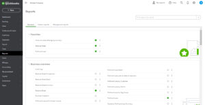 Reports Screen in QuickBooks Online.
