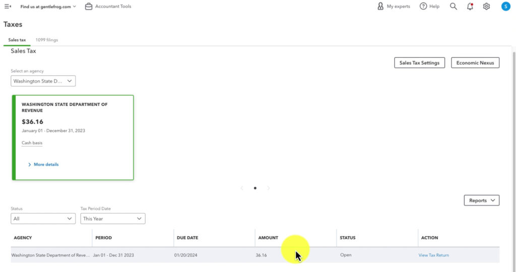 Finding how much sales tax you owe in QBO.